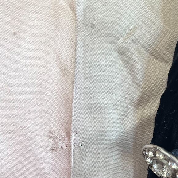 Vintage Victorian Velvet Opera Evening Regency Coat Size S Black Glam Gothic Emo - Picture 13 of 14